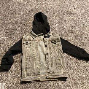 Grey/Black Hooded Jean Jacket